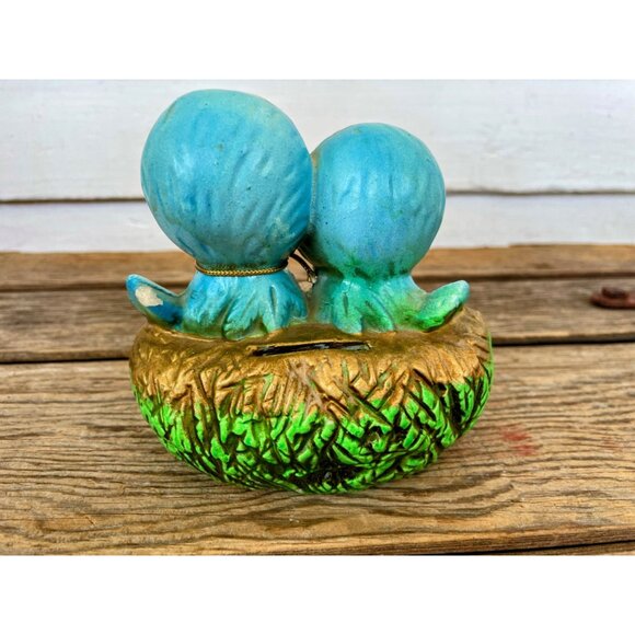 Vintage 1970s Enesco Bluebirds On Nest Savings Bank - Picture 3 of 9
